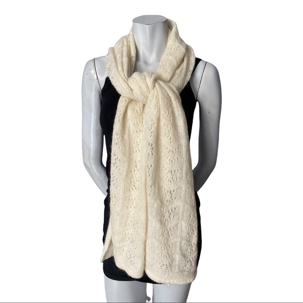 Ann Taylor Loft Cream/Gold Mohair/Wool Blend Scarf